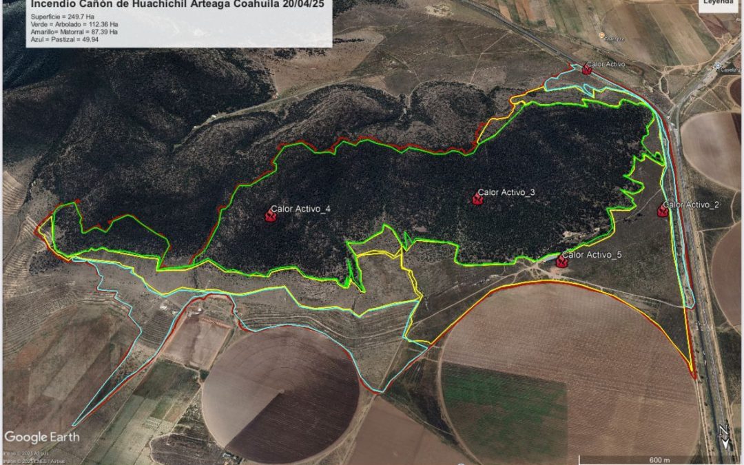 Alcanza incendio en Huachichil 100% de control
